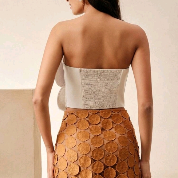 Women's 3D Woven Floral Decor Tube Top, Suitable For Summer, Festival, Casual - Picture 3 of 4